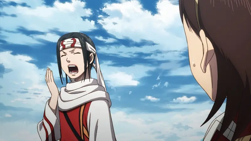 Karyou Ten expresses emotions under blue sky in Kingdom Season 4.