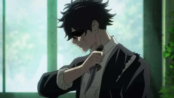 "Male character in Witch and the Beast holds a knife near his face."